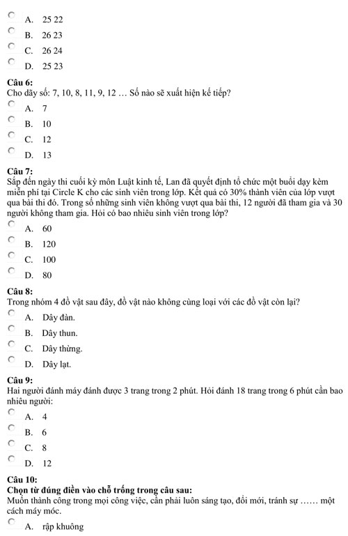 Bài kiểm tra năng lực minh họa của Đại học Luật TP HCM - 1