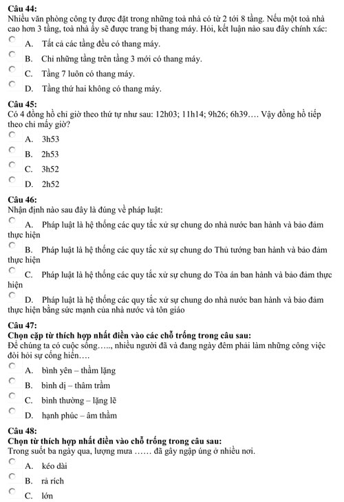 Bài kiểm tra năng lực minh họa của Đại học Luật TP HCM - 9