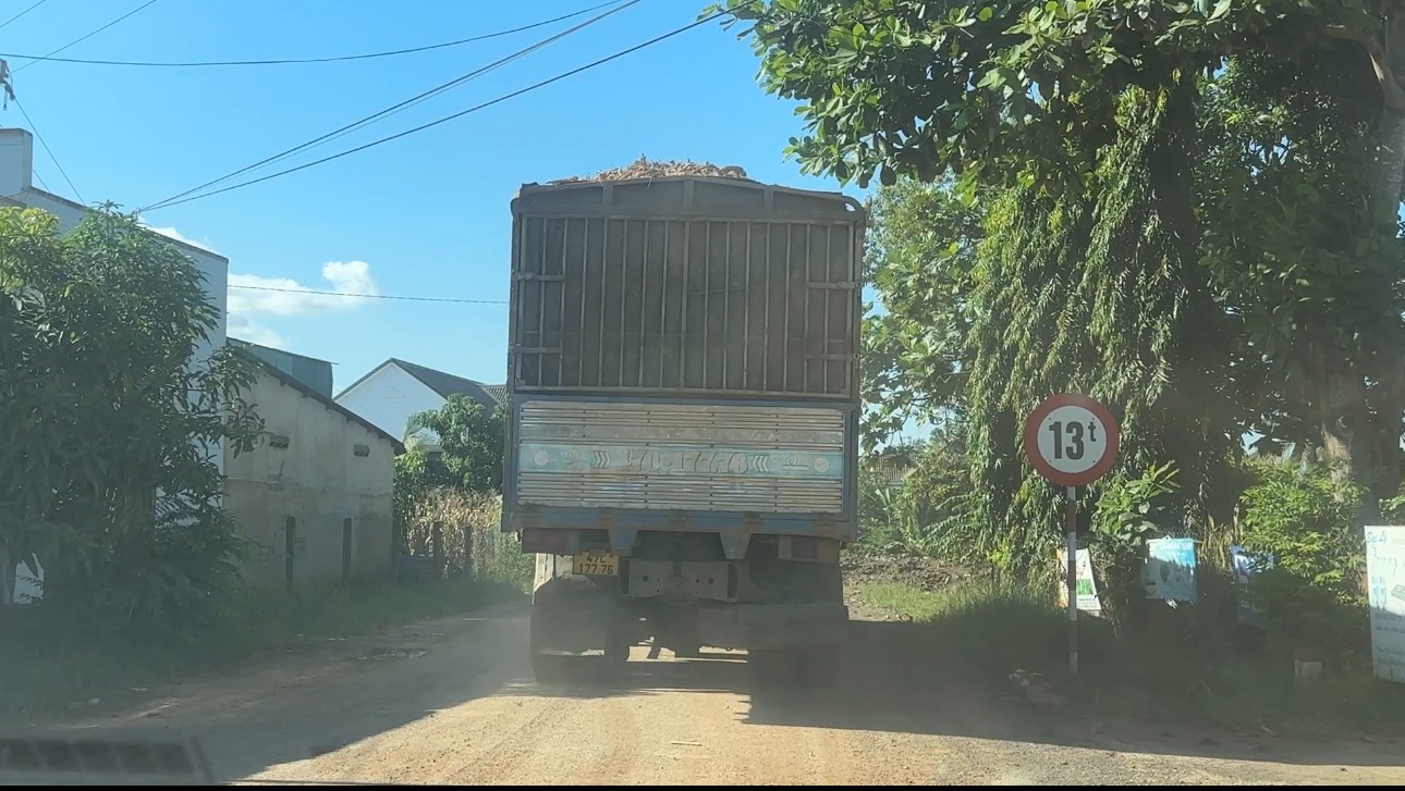 Dàn xe chở mì quá tải, quá khổ vô tư cày nát đường liên huyện có tải trọng 13 tấn ở Đắk Lắk - Ảnh 3.