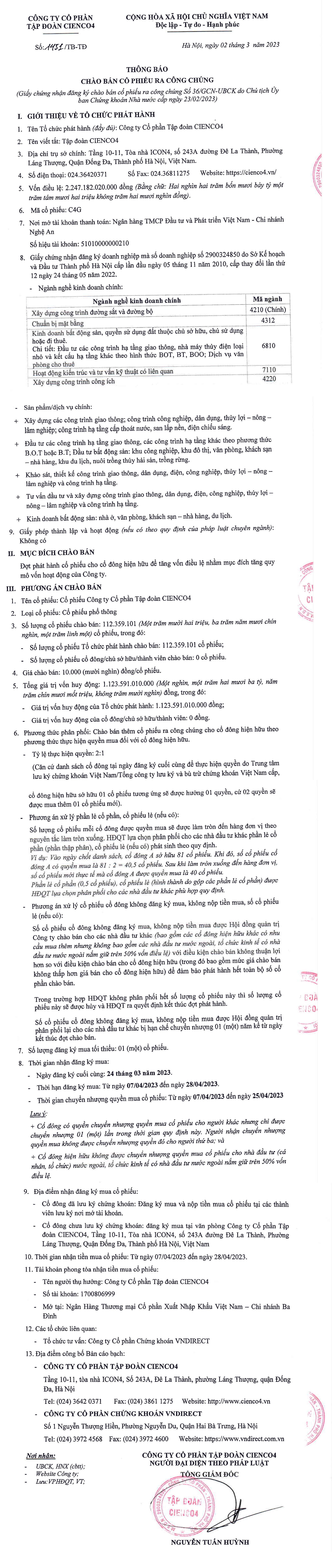 Tập đoàn CIENCO4 (C4G) chào bán hơn 112 triệu cổ phiếu ra công chúng - Ảnh 1.
