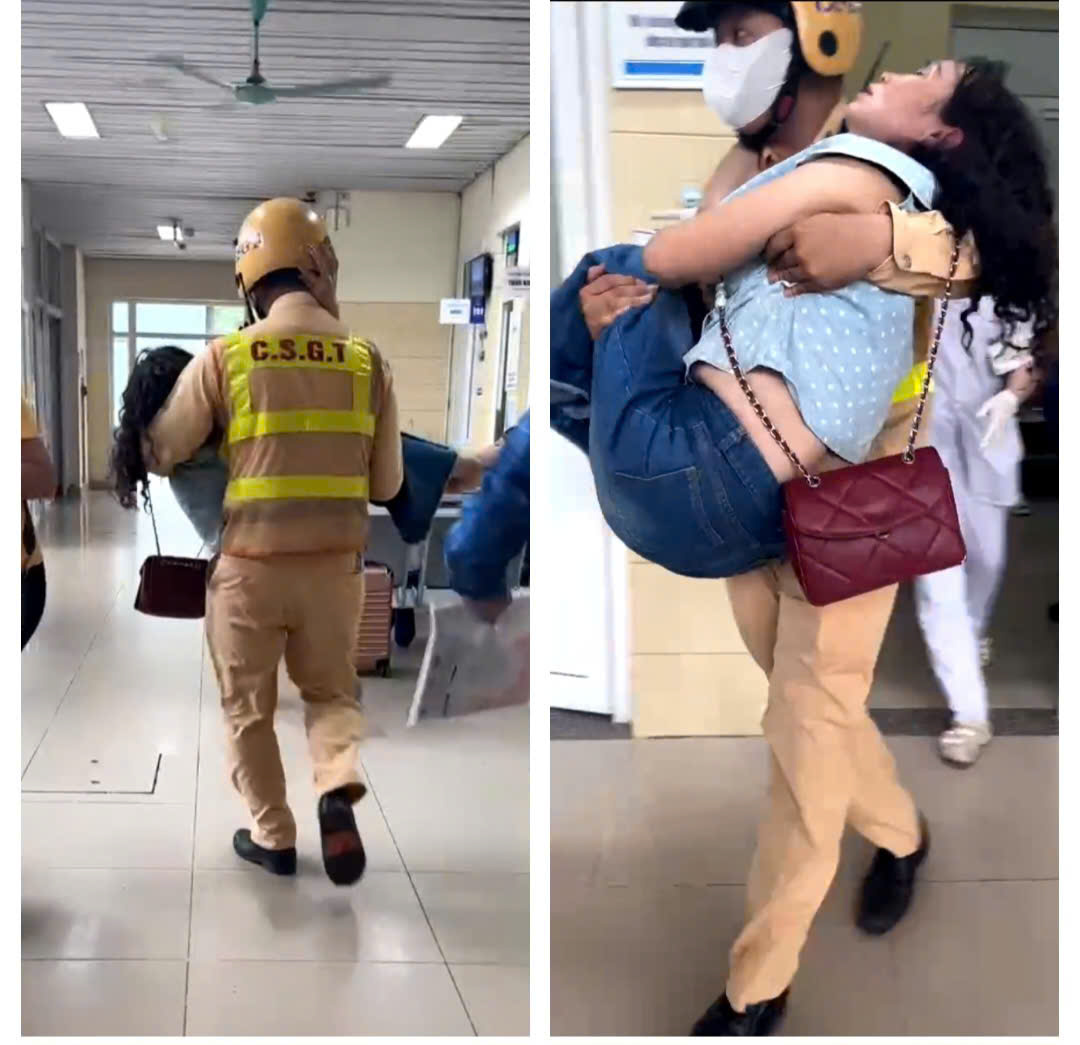 Đại úy CSGT nhanh trí mở đường đưa người phụ nữ lên cơn co giật đến bệnh viện cấp cứu- Ảnh 1.