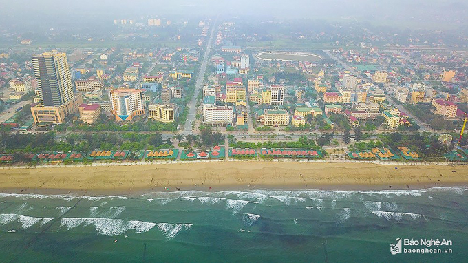 Khu du lịch Cửa Lò nhìn từ trên cao. Ảnh Báo Nghệ 