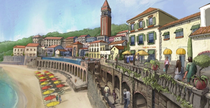 Khu Central Village với những mảng tường cổ đầy ng