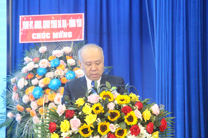 Ông Bùi Thế Hùng - Tổng Giám đốc Tổng công ty Bảo đảm an toàn hàng hải miền Nam phát biểu tại Hội nghị