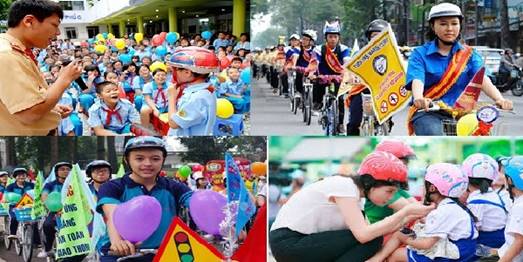 Hình 10: Hoạt động tuyên truyền ý nghĩa của việc đội mũ bảo hiểm và thực hiện đội mũ bảo hiểm