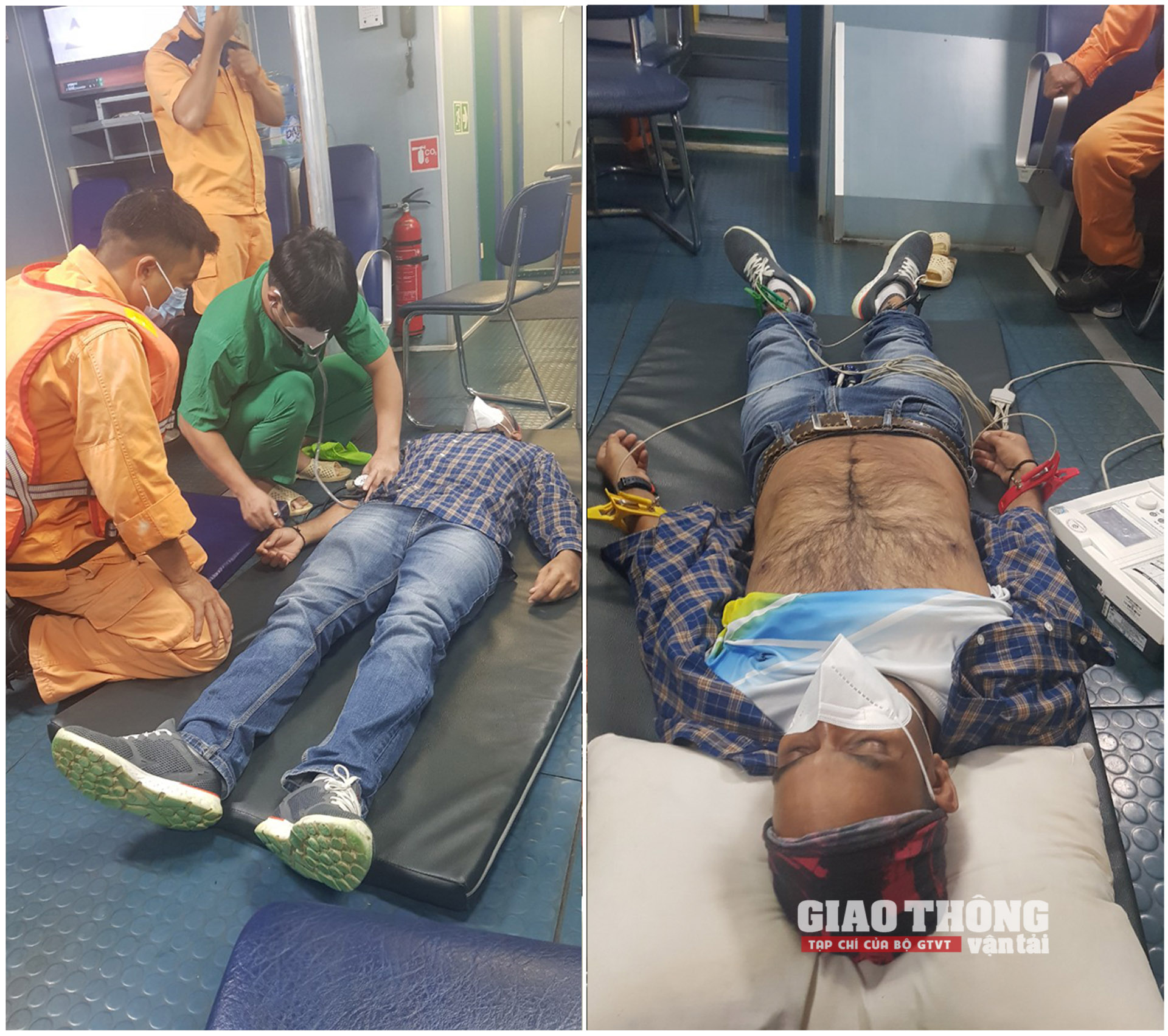 Thuyền viên Ấn Độ được Trung tâm Phối hợp tìm kiếm, cứu nạn HHVN và đội ngũ bác sỹ cấp cứu sau khi đưa lên bờ thành công