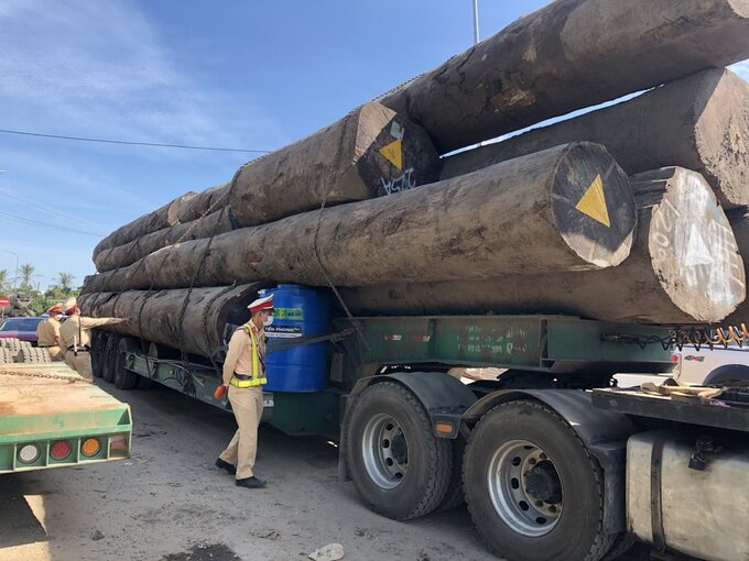 Xe siêu trường siêu trọng chở 83m3 gỗ bị bắt giữ ở Quảng Ngãi