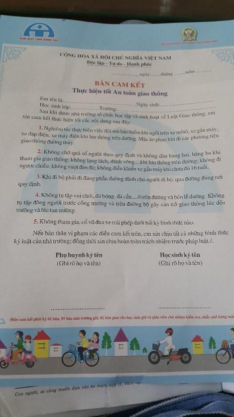 Học sinh lớp 1 phải ký cam kết %22không la