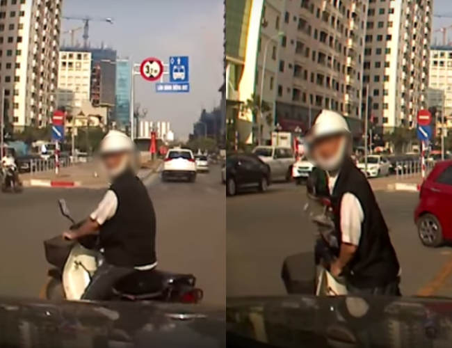 Rẽ trái sai quy định, ông lão xuống xe chửi mắng t