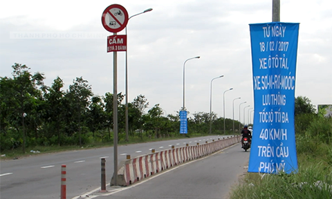 Giảm tốc độ lưu thông qua cầu Phú Mỹ