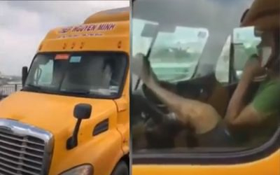 Người lái xe container bằng chân tại Sài Gòn bị ph