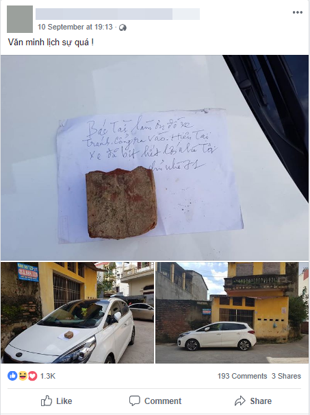 Mẩu giấy cảnh báo đầy sức nặng gửi tài xế đậu xe c