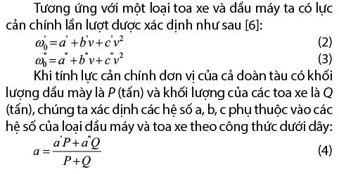 Phương pháp chuẩn hóa các tham số trong công thức tính lực cản chính đoàn tàu